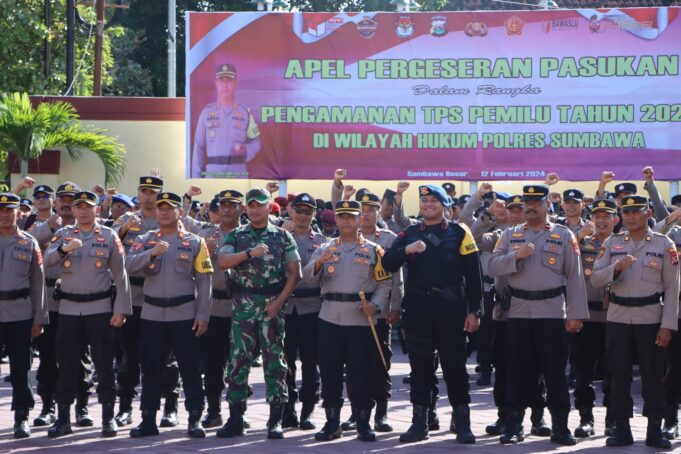Polres Sumbawa Gelar Apel Pergeseran Pasukan Pengamanan TPS Pemilu 2024