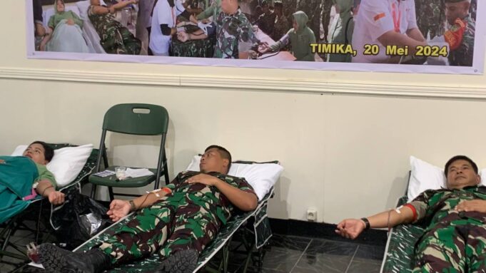 Kodim 1710/Mimika Gelar Donor Darah Dalam Rangka Peringatan HUT Kodam XVII/Cenderawasih Ke-61 Tahun 2024