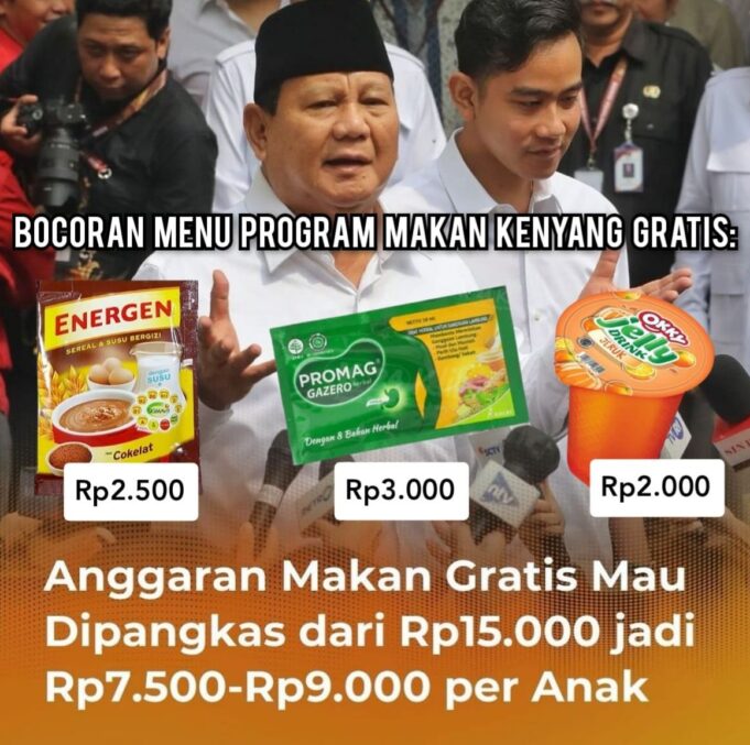 Anggaran Makan Siang Gratis Bakal Rp.7500, Netizen: Rakyat Makan Hati, Selamat Kalian Dibohongi