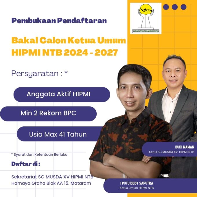Panitia Musda XV HIPMI NTB Membuka Pendaftaran Calon Ketua Umum, Catat Agendanya