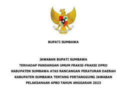 Jawaban Bupati Sumbawa Terhadap Pandangan Umum Fraksi PKB, PPP, dan Hanura Bersatu