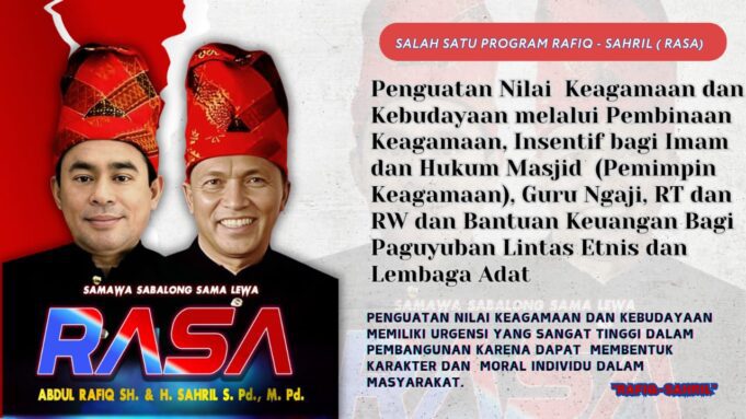 Ikhtiar Maju pada Pilkada, Pasangan RASA Akan Perkuat Nilai-nilai Keagamaan dan Kebudayaan