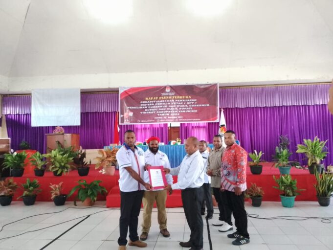 Dandim 1715/Yahukimo Hadiri Rapat Pleno Terbuka Rekapitulasi dan Penetapan DPT Pemilihan Gubernur dan Wakil Gubernur Papua Pegunungan serta Bupati dan Wakil Bupati Yahukimo Tahun 2024