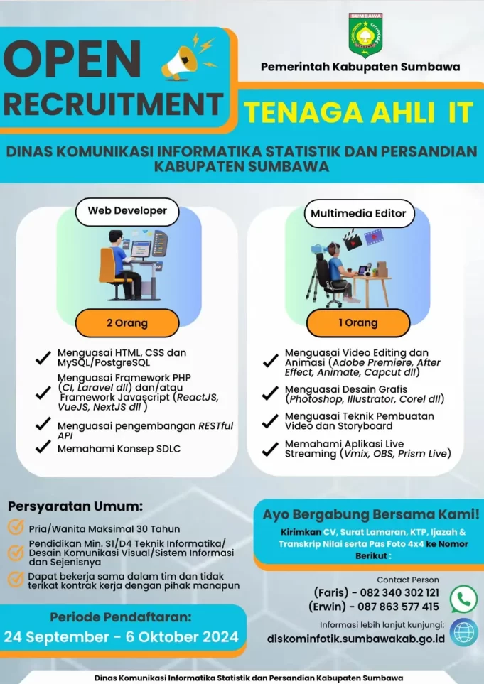 Diskominfotiksandi Mencari Tenaga IT