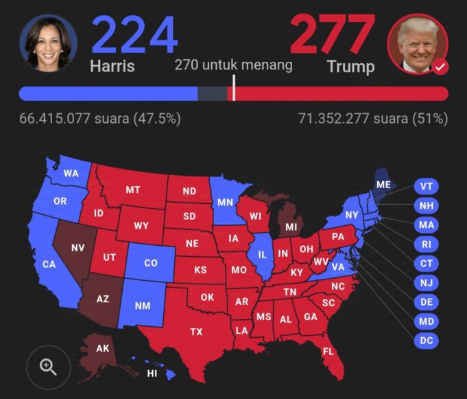 Donald Trump Disebut Menang Pilpres AS