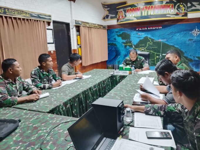 Dandim 1710/Mimika Pimpin Rapat Kerja Pencocokan Rincian Kertas Kerja Satker Dengan Progjagar TA 2025