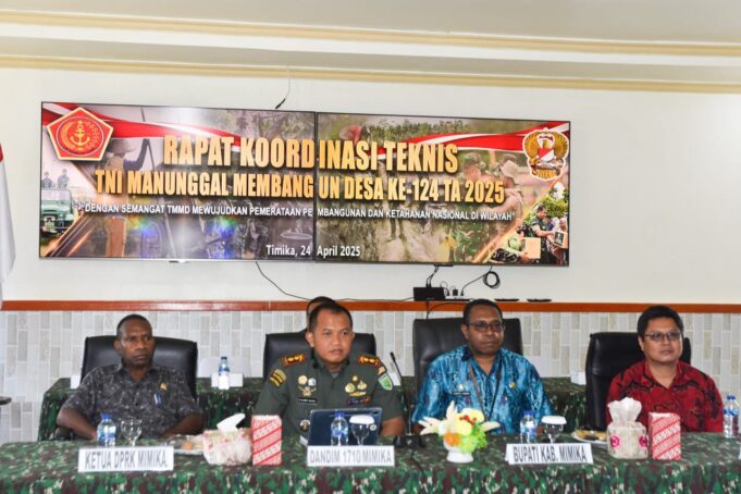 Bersama Forkopimda Dandim 1710/Mimika Ikuti Rakornis TMMD Ke-124 Secara Virtual