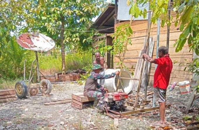 Hari Ketiga, Pembuatan Sumur Bor TMMD Ke-124 Kodim 1710/Mimika Mulai Dikerjakan