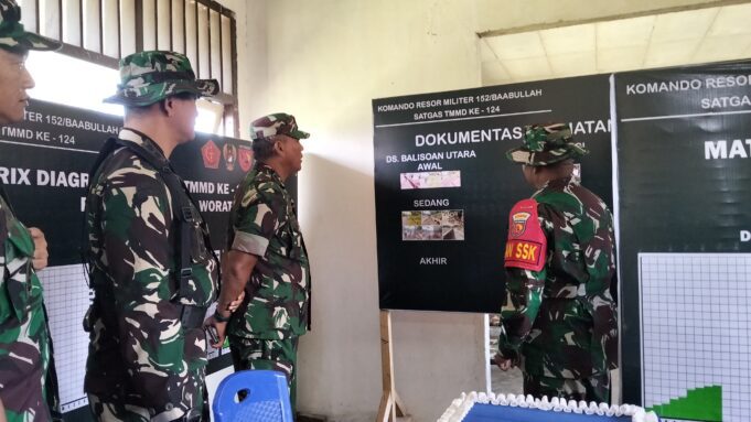 Dansatgas TMMD Ke-124 Kodim 1501/Ternate Dampingi Tim Wasev Tinjau Sasaran TMMD di Kec. Sahu, Halmahera Barat