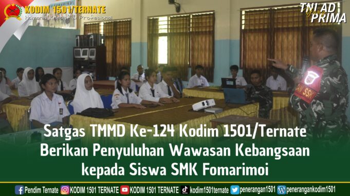 Satgas TMMD Ke-124 Kodim 1501/Ternate Berikan Penyuluhan Wawasan Kebangsaan Kepada Siswa SMK Fomarimoi