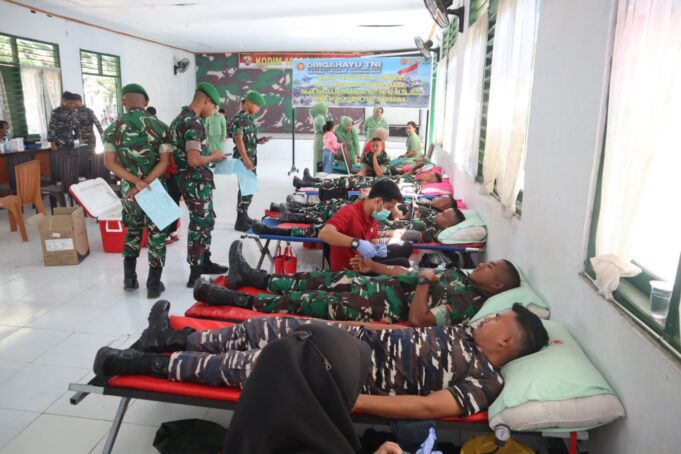 Kodim 1607/Sumbawa dan PMI Gelar Donor Darah, Ratusan Peserta Antusias Ikut Serta
