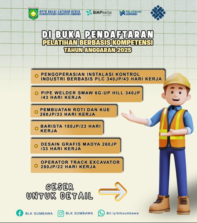 BLK Kabupaten Sumbawa Luncurkan Paket Pelatihan Komprehensif, Kombinasi Dasar dan Lanjutan