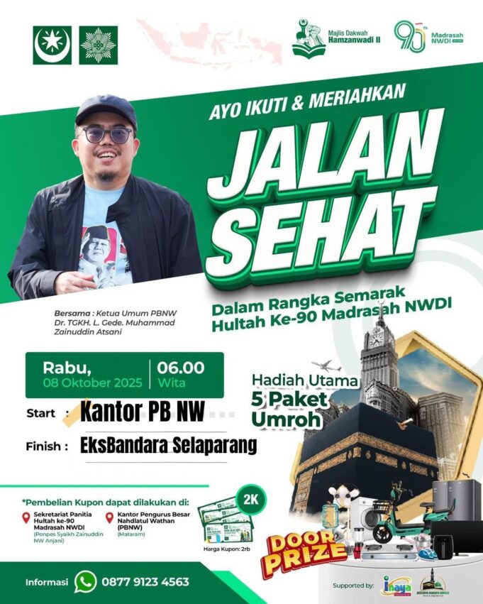 Spektakuler! Jalan Sehat Hultah Madrasah NWDI ke-90 Target 30 Ribu Peserta, Hadiah Utama Umrah