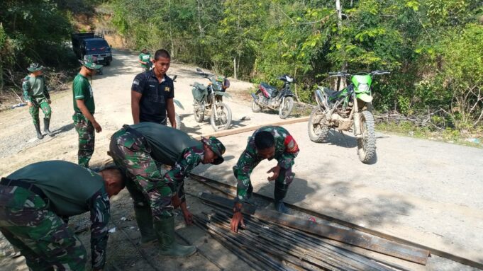 TNI AD Lanjutkan Progres Jembatan Penghubung Desa di Kecamatan Linge Aceh Tengah
