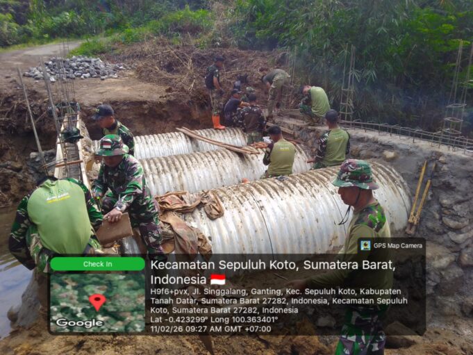 Gotong Royong TNI–Rakyat, Kodam XX/Tuanku Imam Bonjol Bangun Jembatan Pulihkan Akses Warga Tanah Datar