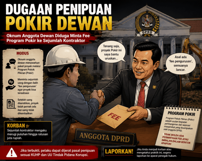 Diduga Minta Fee Program Pokir, Oknum Anggota DPRD Sumbawa Barat Tipu Sejumlah Kontraktor