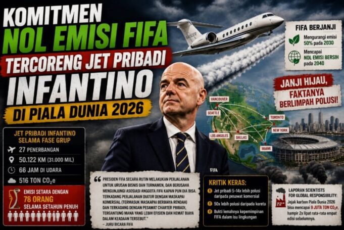 Komitmen Lingkungan FIFA Dipertanyakan Usai Jet Pribadi Infantino Terbang 50 Ribu Km di Piala Dunia 2026