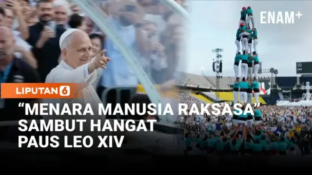Paus-Leo-XIV-Disambut-Menara-Manusia-Raksasa-di-Barcelona