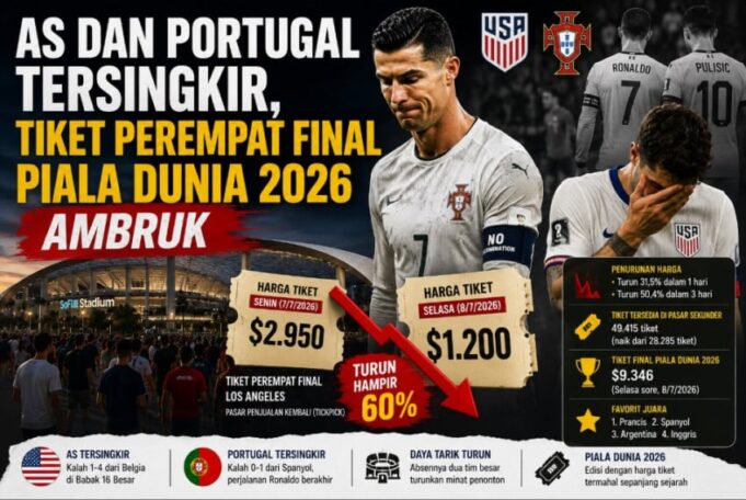 Amerika Serikat dan Portugal Tersingkir, Harga Tiket Perempat Final Piala Dunia 2026 Anjlok Drastis