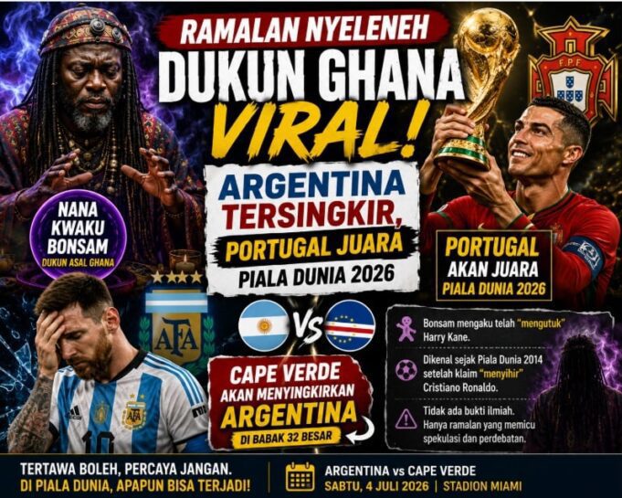 Dukun Ghana Ramalkan Portugal Juara Piala Dunia 2026, Argentina Tersingkir di 32 Besar