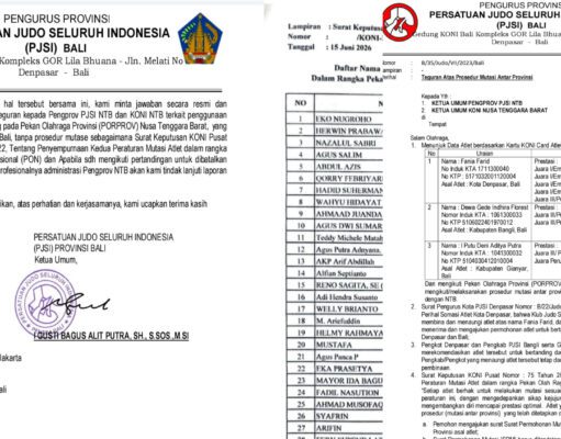 Panas! PJSI Bali Somasi Pengprov PJSI NTB dan KONI NTB, Dugaan Pelanggaran Mutasi Atlet PORPROV 2026 Jadi Sorotan