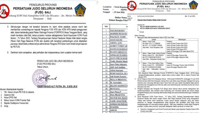 Panas! PJSI Bali Somasi Pengprov PJSI NTB dan KONI NTB, Dugaan Pelanggaran Mutasi Atlet PORPROV 2026 Jadi Sorotan
