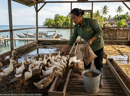 Inovasi Kandang Bebek Ubah Sampah Organik jadi Pakan Ternak di Kepulauan Seribu