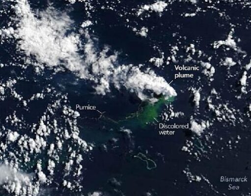 NASA Deteksi Letusan Gunung Api Bawah Laut di Laut Bismarck