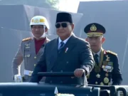 Prabowo Pimpin Upacara HUT ke-80 Bhayangkara di Cikeas