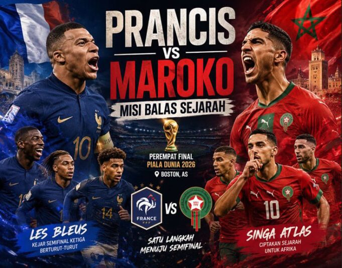 Prancis Hadapi Maroko di Perempat Final Piala Dunia 2026, Buru Sejarah Tiga Kali Berturut-turut ke Semifinal