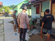 Semangat Gotong Royong Satgas TMMD ke-129 Kodim 1505/Tidore dan Warga Bangun Drainase di Desa Lolobata