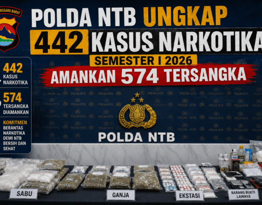Polda NTB Ungkap 442 Kasus Narkotika Semester I 2026, Amankan 574 Tersangka