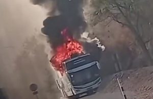 Asap Tebal dari Area Lingkar Tambang yang sempat Gegerkan Warga Maluk, Dilaporkan Dari Bus Karyawan Yang Terbakar
