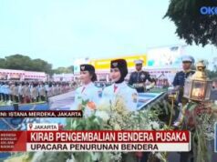 Sang Saka Merah Putih Dikirab ke Monas Usai Upacara Penurunan Bendera HUT ke-81 RI