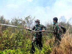 Cegah Kebakaran Meluas, Tanpa Kenal Lelah Satgas Karhutla Lanud Sjamsudin Noor Pantang Menyerah Kendalikan dan Sekat Titik Api