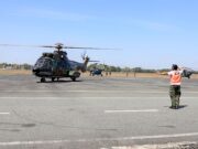 Pantau Dari Langit, Lanud Sjamsudin Noor Dukung Patroli Udara Helikopter Caracal TNI AU Dalam Penanganan Karhutla di Kasel