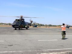 Pantau Dari Langit, Lanud Sjamsudin Noor Dukung Patroli Udara Helikopter Caracal TNI AU Dalam Penanganan Karhutla di Kasel