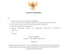 Bupati Sumbawa Keluarkan SE Larangan Gratifikasi, Suap, Pemerasan dan Pungli