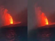 Warga Saksikan Erupsi Anak Krakatau Saat Memancing Tengah Malam