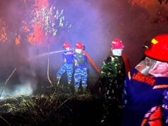 Siang Hingga Dini Hari, Satgas Karhutla Lanud Sjamsudin Noor Terus Bergerak, Terjang Padamkan Api di Lahan Gambut