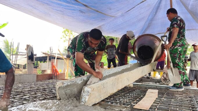 Kodim 1710/Mimika Rampungkan Jembatan Beton di Kelurahan Pasar Sentral