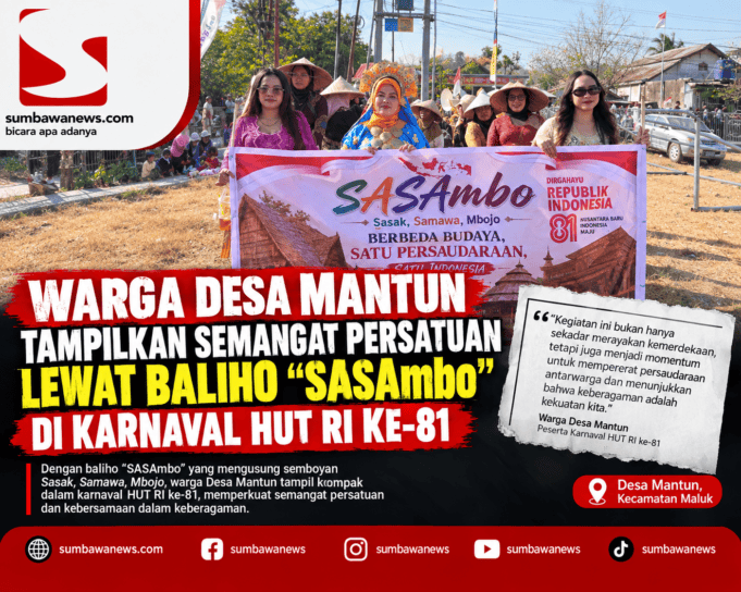 Warga Desa Mantun Tampilkan Semangat Persatuan Lewat Balihо “SASAmbo” di Karnaval HUT RI ke-81