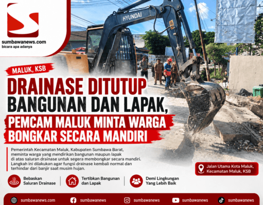 Drainase Ditutup Bangunan dan Lapak, Pemcam Maluk Minta Warga Bongkar Secara Mandiri