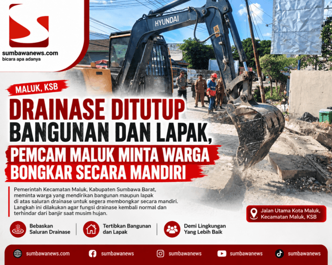 Drainase Ditutup Bangunan dan Lapak, Pemcam Maluk Minta Warga Bongkar Secara Mandiri