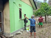 Satgas TMMD Ke-130 dan Warga Bersatu Warnai Kampung Yamboi Gunung