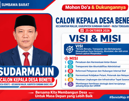 Sudarmajin, Calon Kades Benete Nomor Urut 4 yang Dikenal Aktif Mendukung Kegiatan Pemuda dan Olahraga
